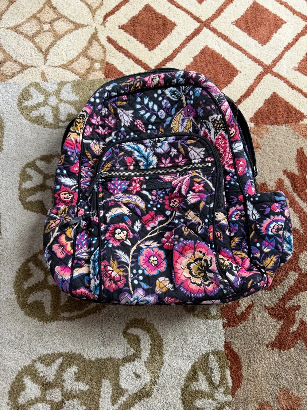 Vera Foxwood XL Quilted Floral Backpack